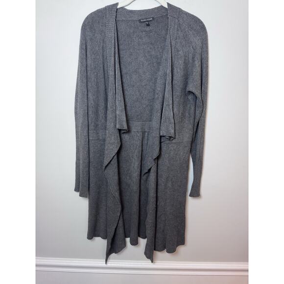 Eileen Fisher Dark Gray Knit Long Sleeve Open Front Waterfall Cardigan Sz M - Picture 1 of 7